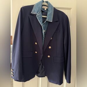 dolan Denim-Textured Navy Jacket with Black Lining